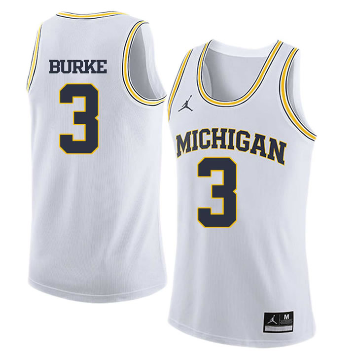 University of Michigan #3 Trey Burke White College Basketball Jersey